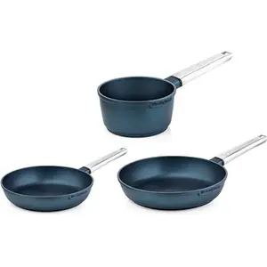 Westinghouse Pannenset - Performance Series Koekenpan 24cm + Koekenpan 28cm + Steelpan 18cm - Blauw - Geschikt voor alle warmtebronnen inclusief inductie