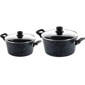 Westinghouse Pannenset - Zwart Marmer Braadpan 24cm + Braadpan 28cm - Zwart Marmer - Kookpannen - Geschikt voor alle warmtebronnen inclusief inductie