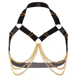 Harnais Bra Chain Noir-Doré pas cher