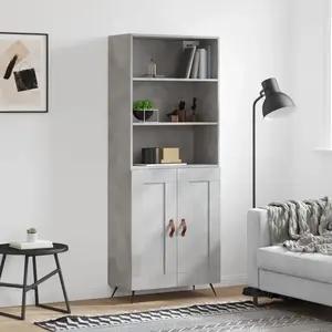 vidaXL Buffet haut Gris béton 69,5x34x180 cm Bois d'ingénierie pas cher