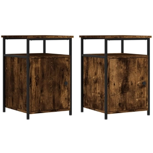 vidaXL Tables de chevet 2 pcs chêne fumé 40x42x60 cm bois d'ingénierie pas cher