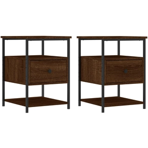 vidaXL Tables de chevet 2pcs chêne marron 40x42x56cm bois d'ingénierie pas cher