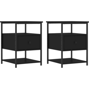 vidaXL Tables de chevet 2 pcs noir 40x42x56 cm bois d’ingénierie pas cher