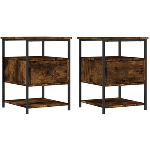 vidaXL Tables de chevet 2 pcs chêne fumé 40x42x56 cm bois d'ingénierie pas cher