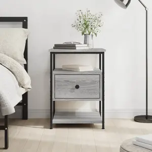 vidaXL Table de chevet sonoma gris 40x42x56 cm bois d'ingénierie pas cher