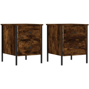 vidaXL Tables de chevet 2 pcs chêne fumé 40x42x50 cm bois ingénierie pas cher