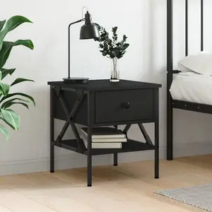 vidaXL Table de chevet noir 40x42x45 cm bois d’ingénierie pas cher