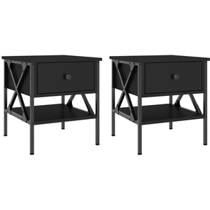 vidaXL Tables de chevet 2 pcs noir 40x42x45 cm bois d’ingénierie pas cher