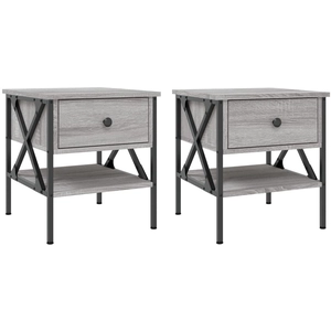 vidaXL Tables de chevet 2 pcs sonoma gris 40x42x45 cm bois ingénierie pas cher