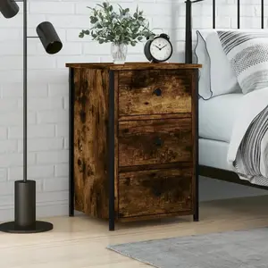 vidaXL Table de chevet chêne fumé 40x36x60 cm bois d'ingénierie pas cher