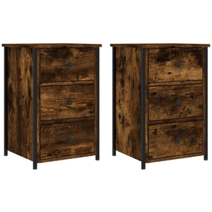 vidaXL Tables de chevet 2 pcs chêne fumé 40x36x60 cm bois d’ingénierie pas cher