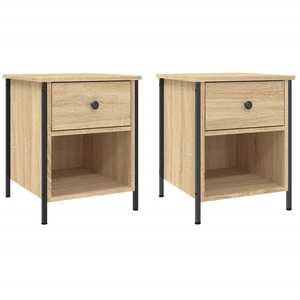 vidaXL Tables de chevet 2 pcs chêne sonoma 40x42x50 cm bois ingénierie pas cher