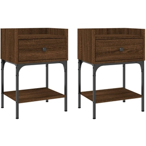 vidaXL Tables de chevet 2pcs chêne brun 40,5x31x60cm bois d’ingénierie pas cher