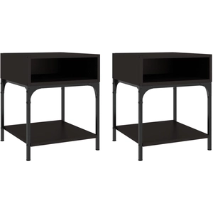 vidaXL Tables de chevet 2 pcs noir 40x41x50 cm bois d’ingénierie pas cher