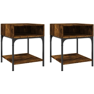 vidaXL Tables de chevet 2 pcs chêne fumé 40x41x50 cm bois d’ingénierie pas cher