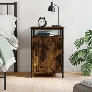 vidaXL Table de chevet chêne fumé 40x42x60 cm bois d'ingénierie pas cher