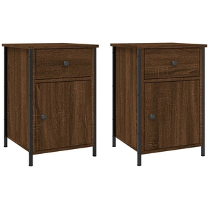 vidaXL Tables de chevet 2pcs Chêne marron 40x42x60cm Bois d'ingénierie pas cher