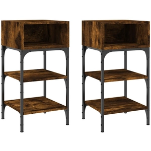 vidaXL Tables de chevet 2pcs chêne fumé 35x34,5x70 c bois d’ingénierie pas cher