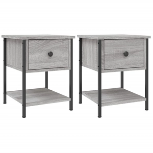 vidaXL Tables de chevet 2 pcs sonoma gris 34x35,5x45cm bois ingénierie pas cher