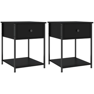 vidaXL Tables de chevet 2 pcs noir 44x45x58 cm bois d’ingénierie pas cher