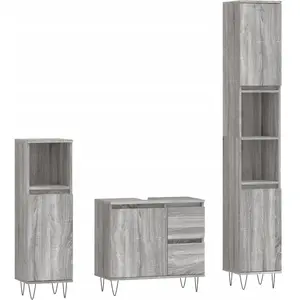 vidaXL Ensemble de meubles de salle de bain 3 pcs Sonoma gris pas cher