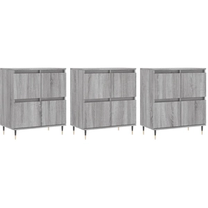 vidaXL Buffets 3 pcs Sonoma gris Bois d'ingénierie pas cher