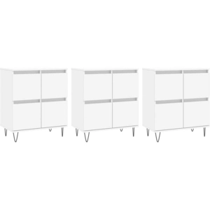 vidaXL Buffets 3 pcs Blanc Bois d'ingénierie pas cher