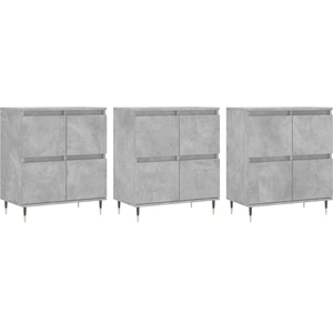 vidaXL Buffets 3 pcs gris béton bois d'ingénierie pas cher