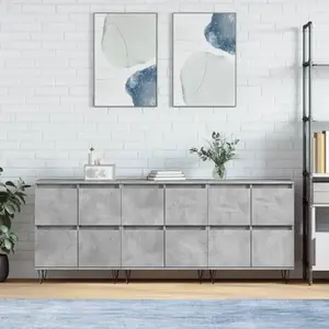 vidaXL Buffets 3 pcs gris béton bois d'ingénierie pas cher