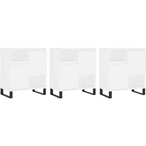 vidaXL Buffets 3 pcs blanc brillant bois d'ingénierie pas cher