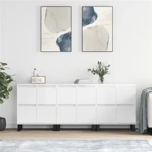 vidaXL Buffets 3 pcs blanc brillant bois d'ingénierie