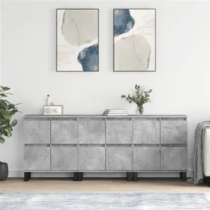 vidaXL Buffets 3 pcs gris béton bois d'ingénierie pas cher