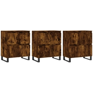 vidaXL Buffets 3 pcs Chêne fumé Bois d'ingénierie pas cher