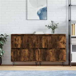 vidaXL Buffets 2 pcs chêne fumé bois d'ingénierie pas cher