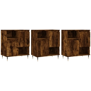 vidaXL Buffets 3 pcs Chêne fumé Bois d'ingénierie pas cher