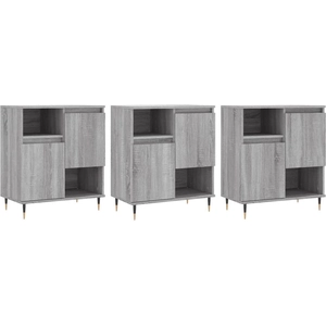 vidaXL Buffets 3 pcs Sonoma gris Bois d'ingénierie pas cher