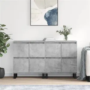 vidaXL Buffets 2 pcs gris béton bois d'ingénierie pas cher