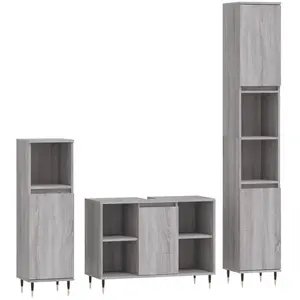 vidaXL Ensemble de meubles de salle de bain 3 pcs Sonoma gris pas cher