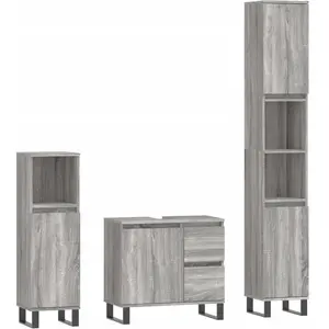 Comparateur de prix : vidaXL Ensemble de meubles de salle de bain 3 pcs Sonoma gris
