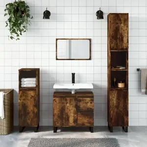 Comparateur de prix : vidaXL Vidaxl Ensemble De Meubles De Salle De Bain 3 Pcs Chêne Fumé