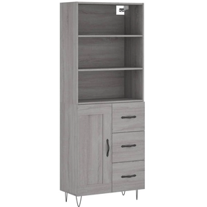 vidaXL Buffet haut Sonoma gris 69,5x34x180 cm Bois d'ingénierie pas cher