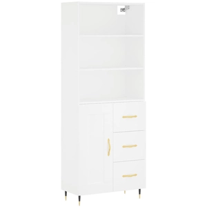 vidaXL Buffet haut Blanc 69,5x34x180 cm Bois d'ingénierie pas cher