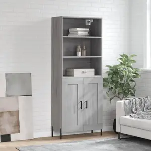 vidaXL Buffet haut Sonoma gris 69,5x34x180 cm Bois d'ingénierie pas cher