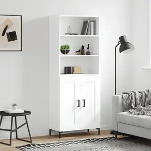 vidaXL Buffet haut Blanc 69,5x34x180 cm Bois d'ingénierie pas cher
