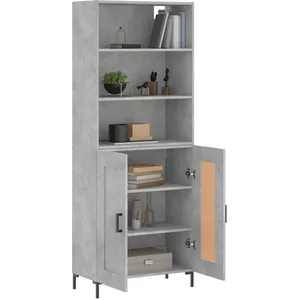 vidaXL Buffet haut Gris béton 69,5x34x180 cm Bois d'ingénierie pas cher