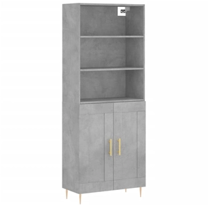 vidaXL Buffet haut Gris béton 69,5x34x180 cm Bois d'ingénierie pas cher