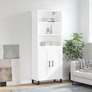 vidaXL Buffet haut Blanc 69,5x34x180 cm Bois d'ingénierie pas cher