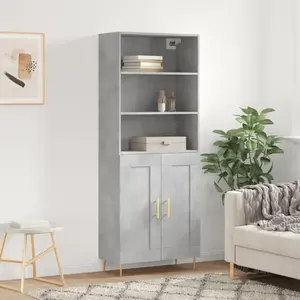 vidaXL Buffet haut Gris béton 69,5x34x180 cm Bois d'ingénierie pas cher