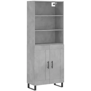 vidaXL Buffet haut Gris béton 69,5x34x180 cm Bois d'ingénierie pas cher