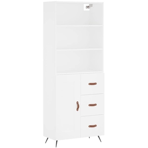 vidaXL Buffet haut Blanc 69,5x34x180 cm Bois d'ingénierie pas cher